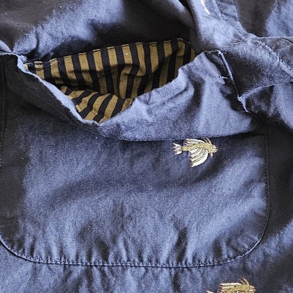 Scotch & Soda Shirt Men XL Navy LS Button Up Abstract Embroidery Boho Pocket - Picture 10 of 16